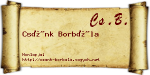 Csánk Borbála névjegykártya